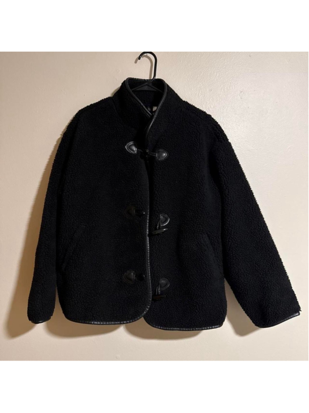 Divided Black faux fur jacket with toggle buttons